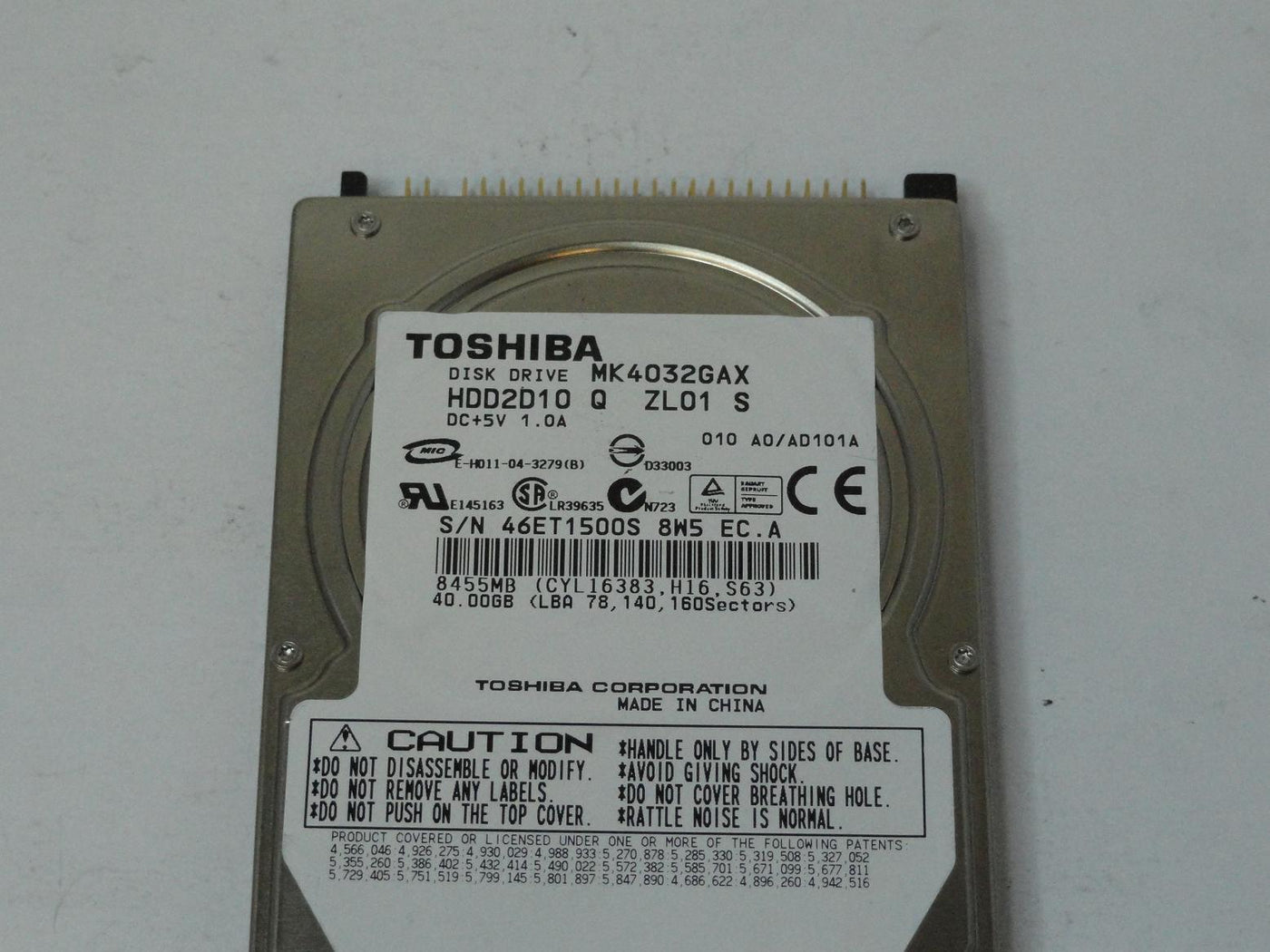 PR12552_HDD2D10_Toshiba 40GB IDE 5400rpm 2.5in HDD - Image3