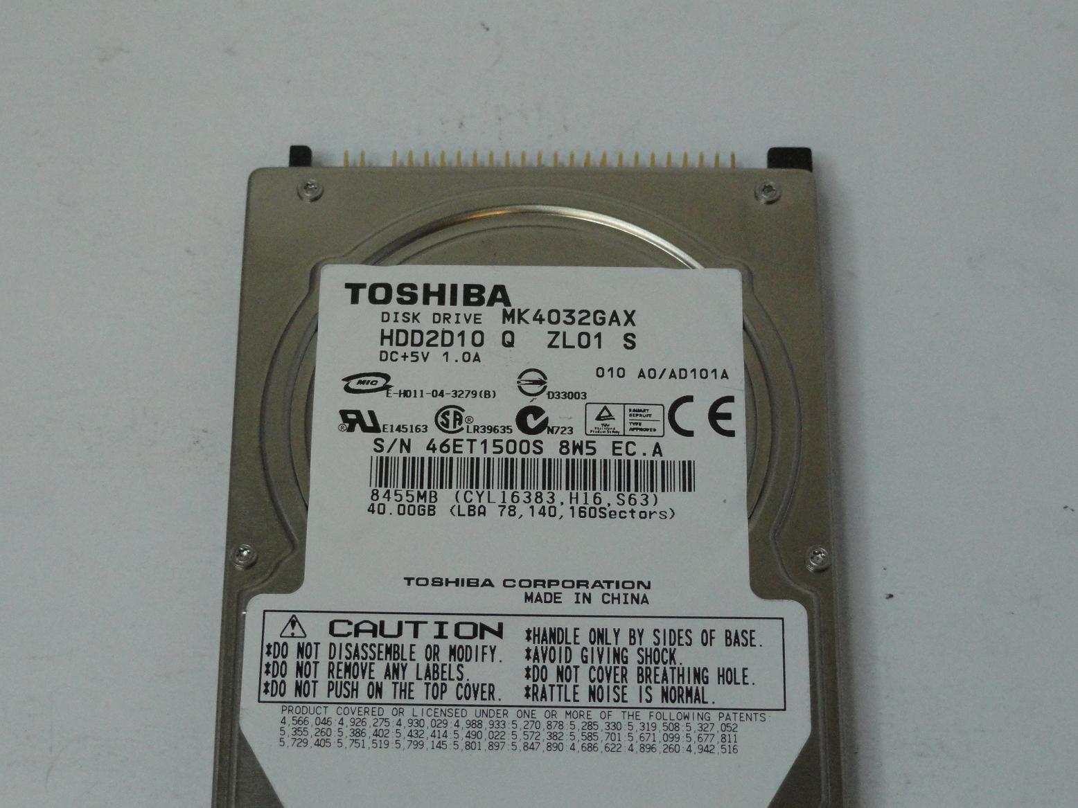 PR12552_HDD2D10_Toshiba 40GB IDE 5400rpm 2.5in HDD - Image3