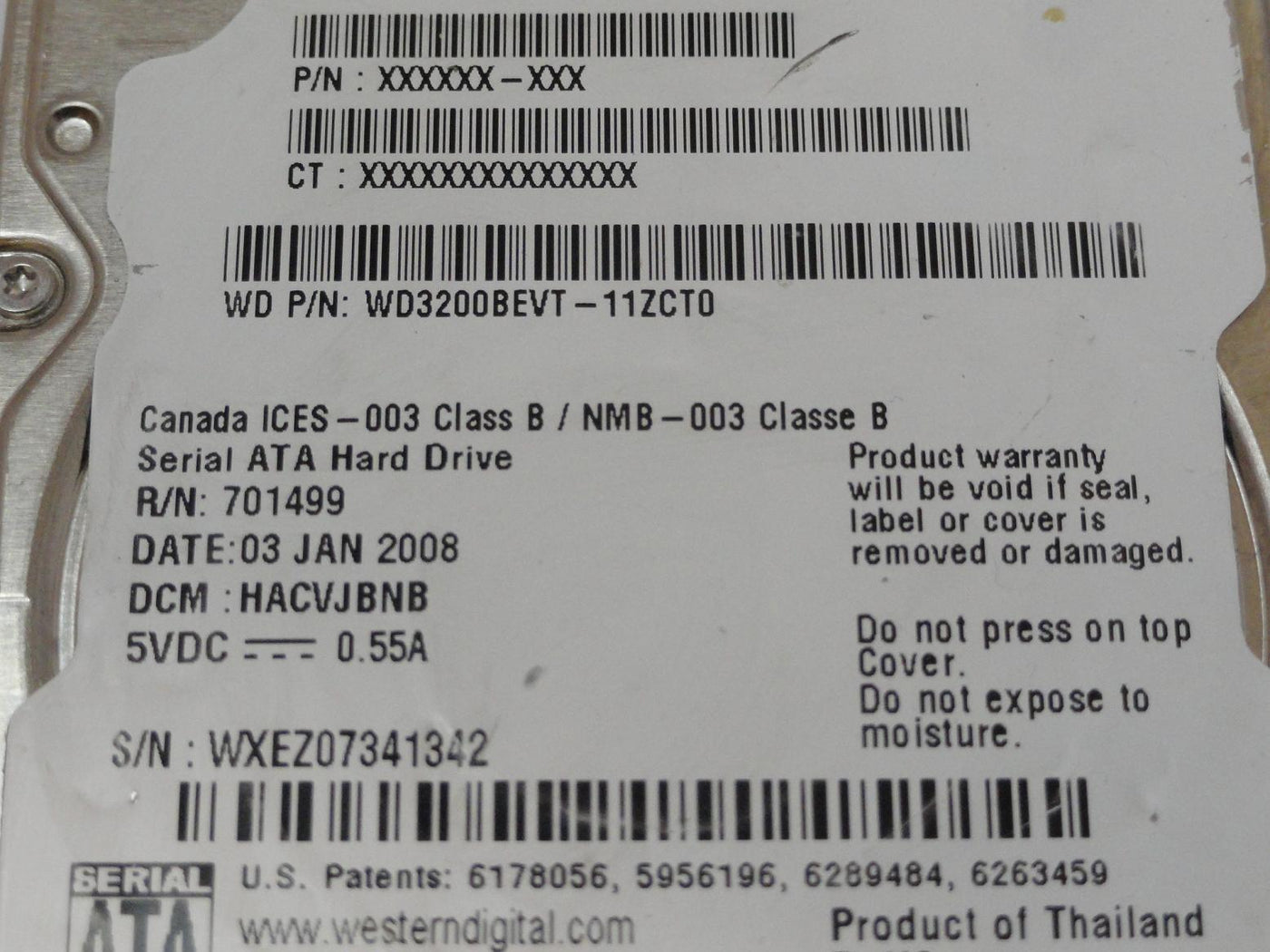 Western Digital 320GB SATA 5400rpm 2.5in HDD ( WD3200BEVT-11ZCT0 WD3200BEVT-11ZCT0    Western Digital )