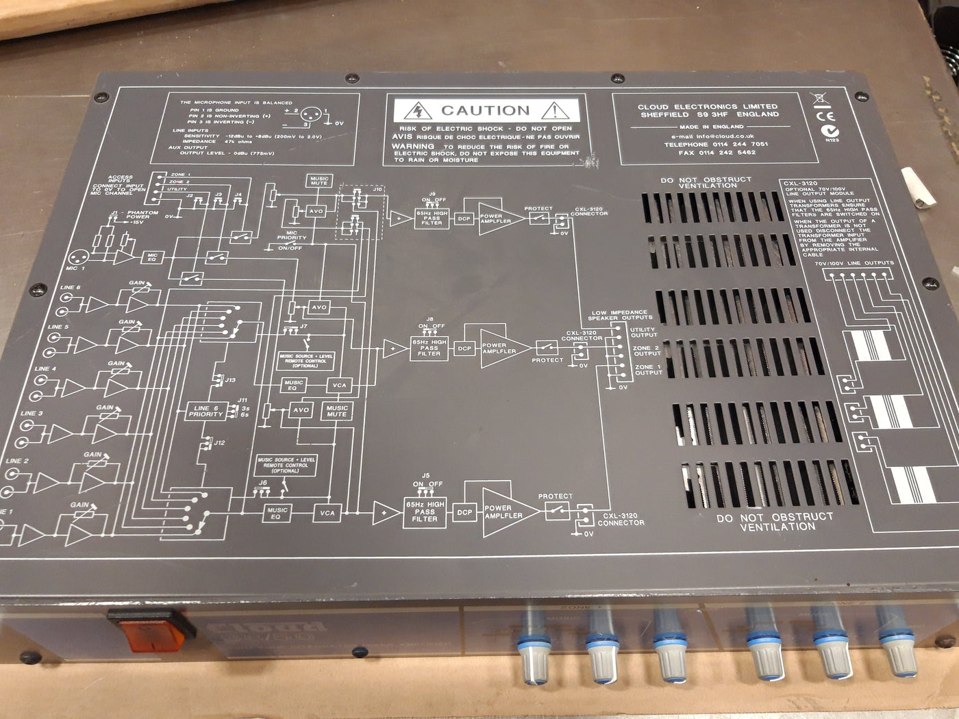 Cloud 36/50 two zone integrated mixer amplifiier (CXL-3120 Used) With PSU