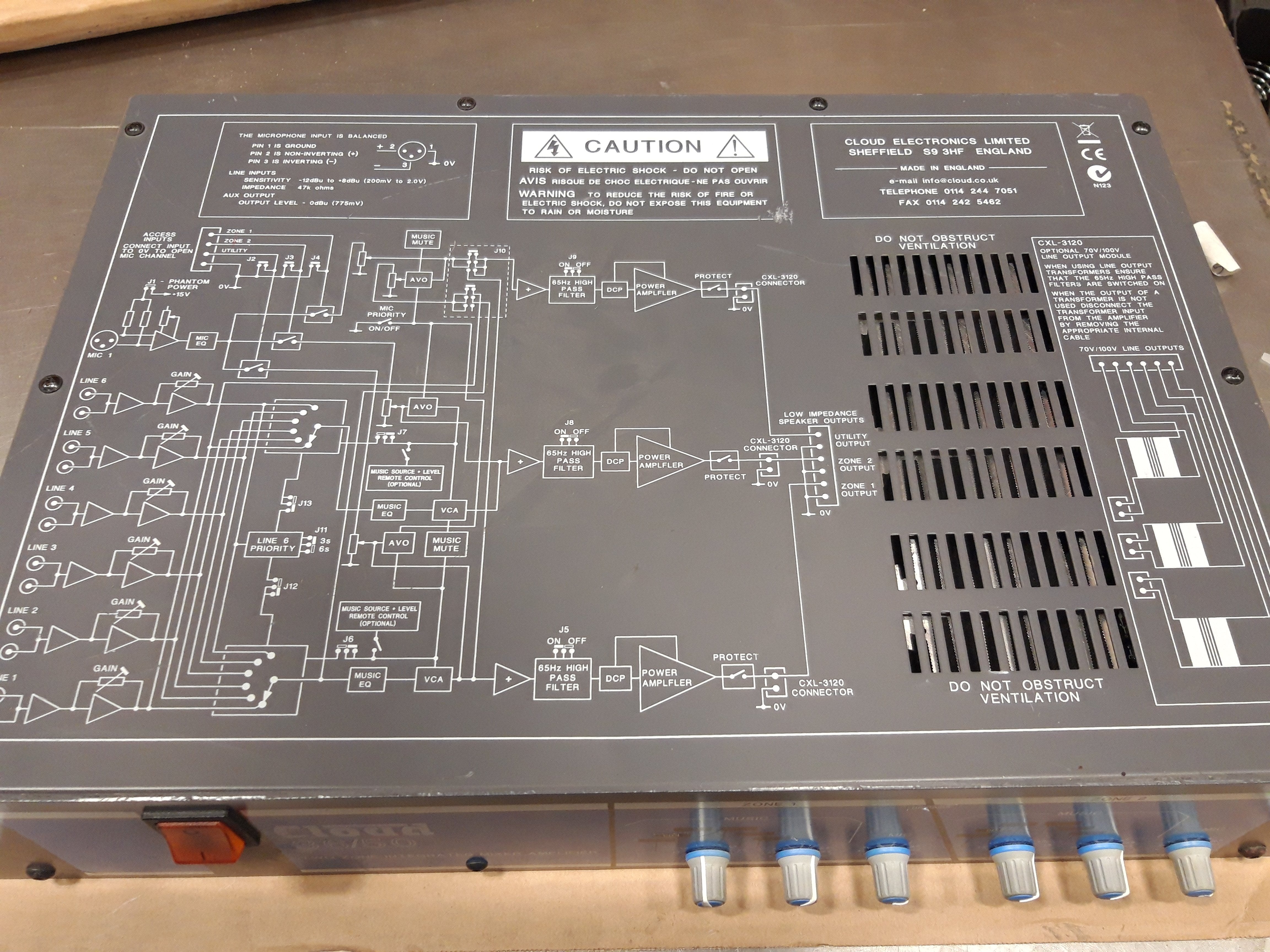 Cloud 36/50 two zone integrated mixer amplifiier (CXL-3120 Used) With PSU