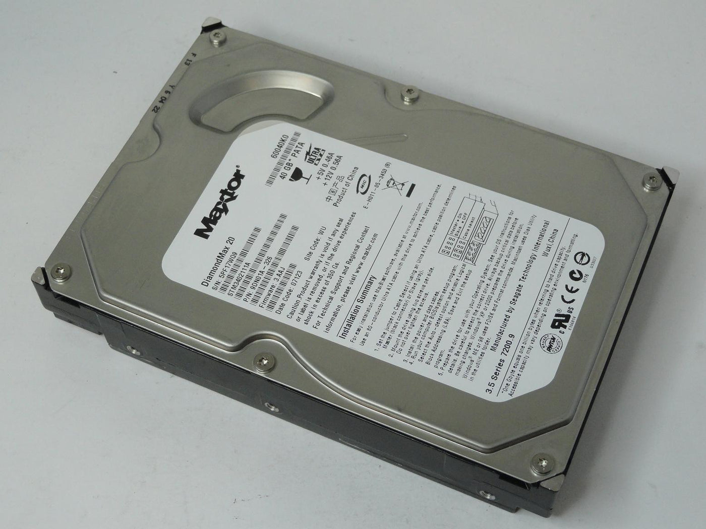 9DN01A-326 - Maxtor 40GB IDE 7200rpm 3.5in DiamondMax 20 HDD - Refurbished
