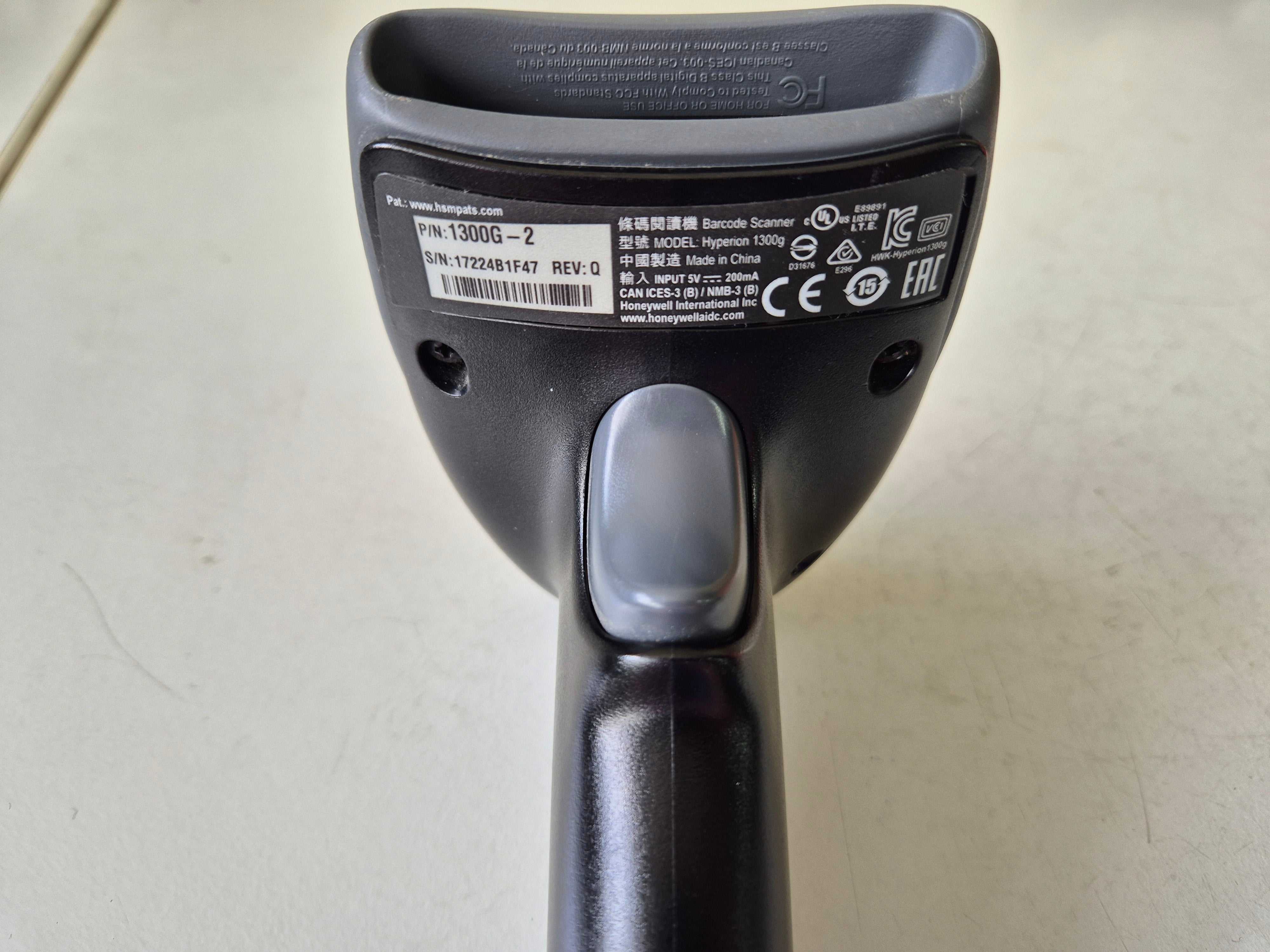 Honeywell Hyperion 1300g Handheld Black USB Barcode Scanner ONLY ( 1300G-2 ) USED