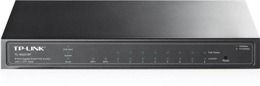 TP-LINK 8-Port Gigabit Smart PoE Managed Switch with 2 SFP Slots ( TL-SG2210P ) USED