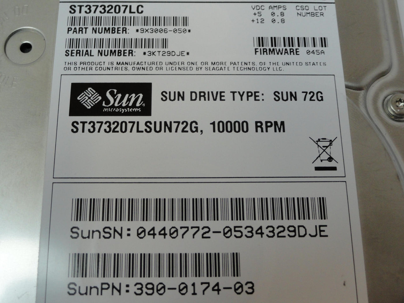 Seagate Sun 72GB SCSI 80 Pin 10Krpm 3.5in HDD