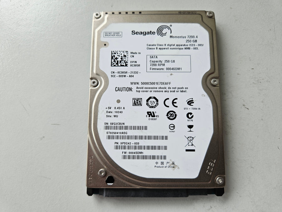 Seagate 250GB 7200RPM SATA 2.5in HDD ( 9PSG42-033 ST9250410ASG ) REF