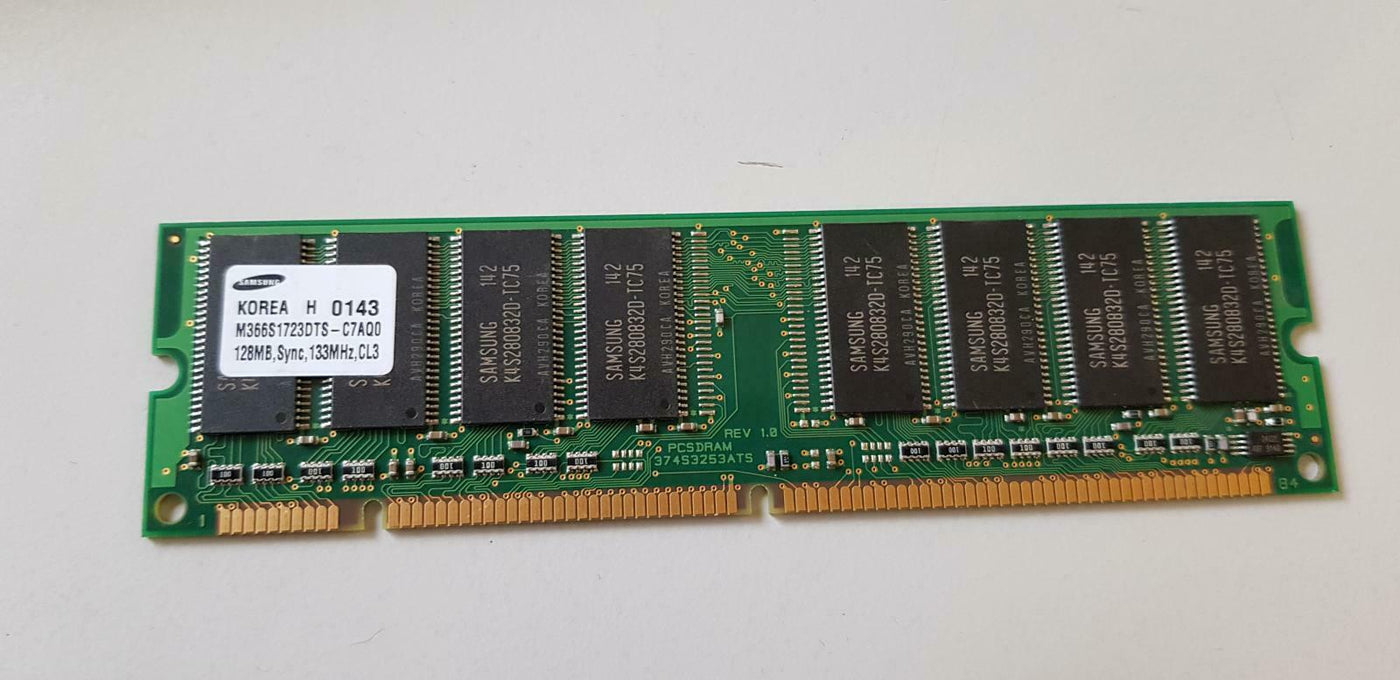 Samsung 128MB 133MHz PC133 nonECC Unbuffered CL3 168Pin DIMM SDRAM ( M366S1723DTS-C7AQ0 ) REF