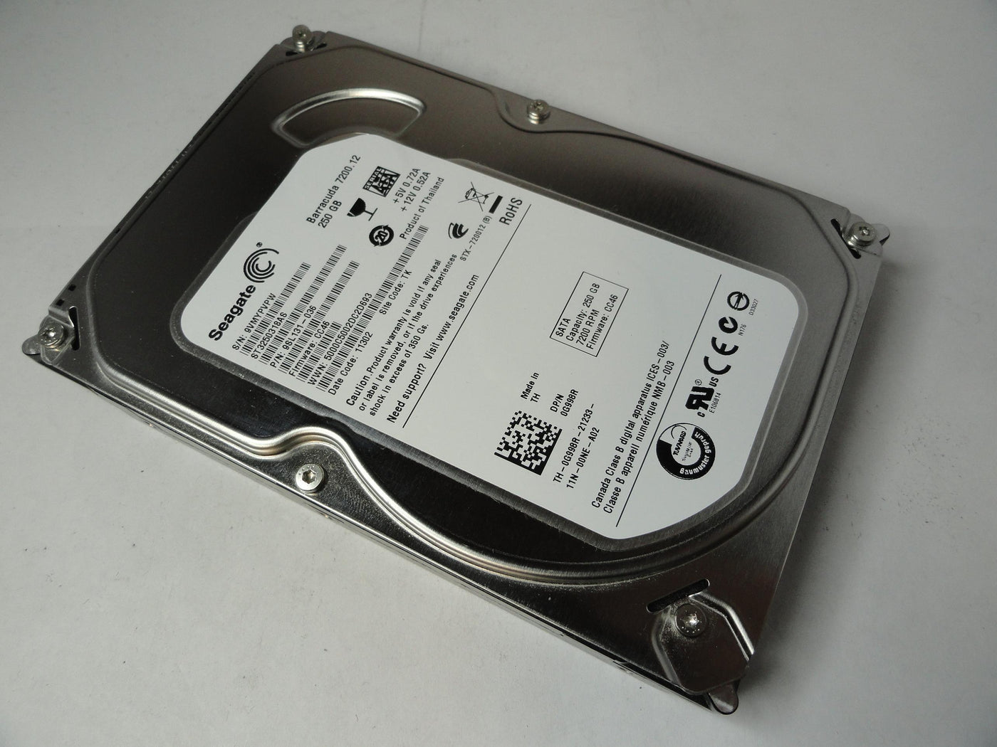 Seagate Dell 250Gb SATA 7200rpm 3.5in HDD ( 9SL131-036 ST3250318AS G998R 0G998R  Ref )