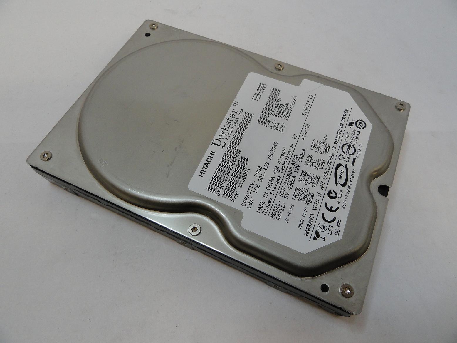 0Y30001 - Hitachi 80GB IDE 7200rpm 3.5in HDD - USED