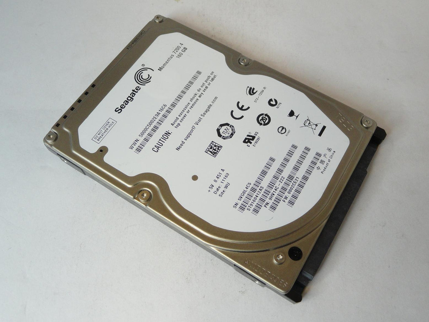 9HV14C-222 - Seagate 160GB SATA 7200rpm 2.5in Momentus 7200.4 HDD - Refurbished