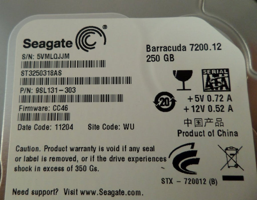 9SL131-303 - Seagate 250Gb SATA HDD, 7200RPM,  8MB Cache - Refurbished