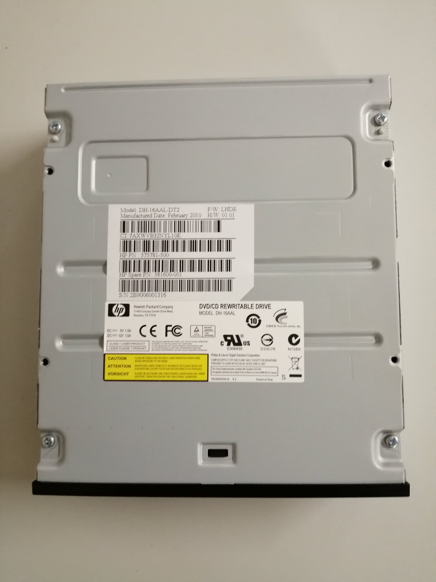 HP DVD/CD Super Multi-Recorder RW DL Optical Drive ( 575781-500 DH-16AAL-DT2 ) NOB
