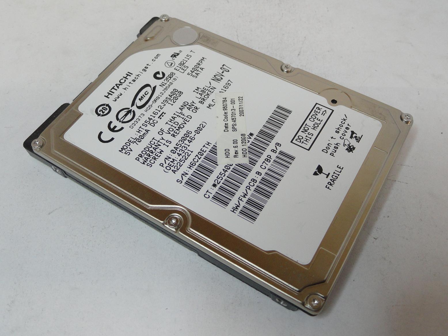 0A53006 - Hitachi HP 120GB SATA 5400rpm 2.5in HDD - Refurbished