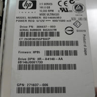 Maxtor HP 146.8GB SCSI 80Pin 10Krpm 3.5" HDD in Caddy ( 8B146J0 306637-003 BD146863B3 3R-A4148-AA 271837-006 289044-001 ) USED