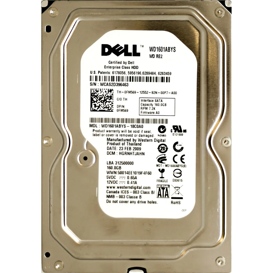 Western Digital Dell 160GB SATA 7200RPM 3.5in HDD ( WD1601ABYS-18C0A0 0FM569 ) REF