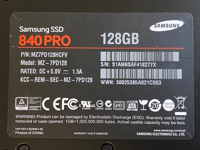 Samsung 840 PRO 128GB SSD MZ7PD128HCFV MZ-7PD128