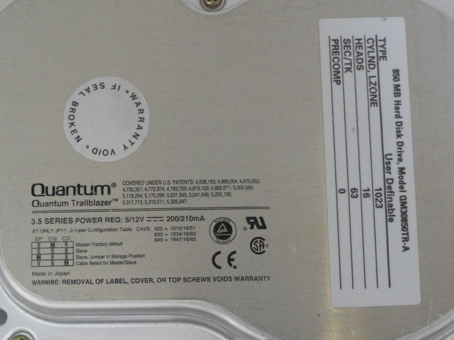 TR84A474 - Quantum 850mb  3.5" IDE HDD - USED