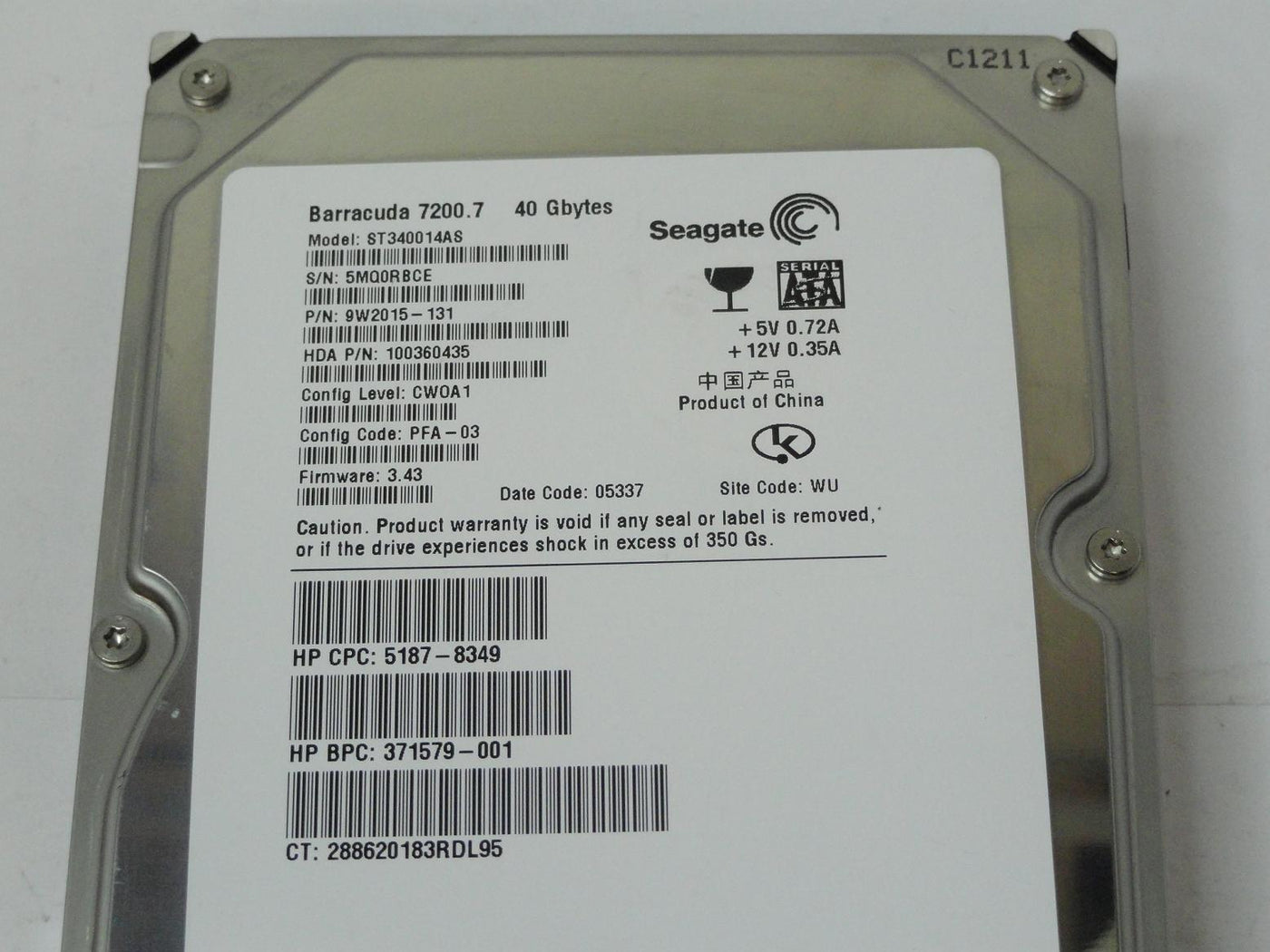 PR19820_9W2015-131_Seagate HP 40GB SAT 7200rpm 3.5in HDD - Image3