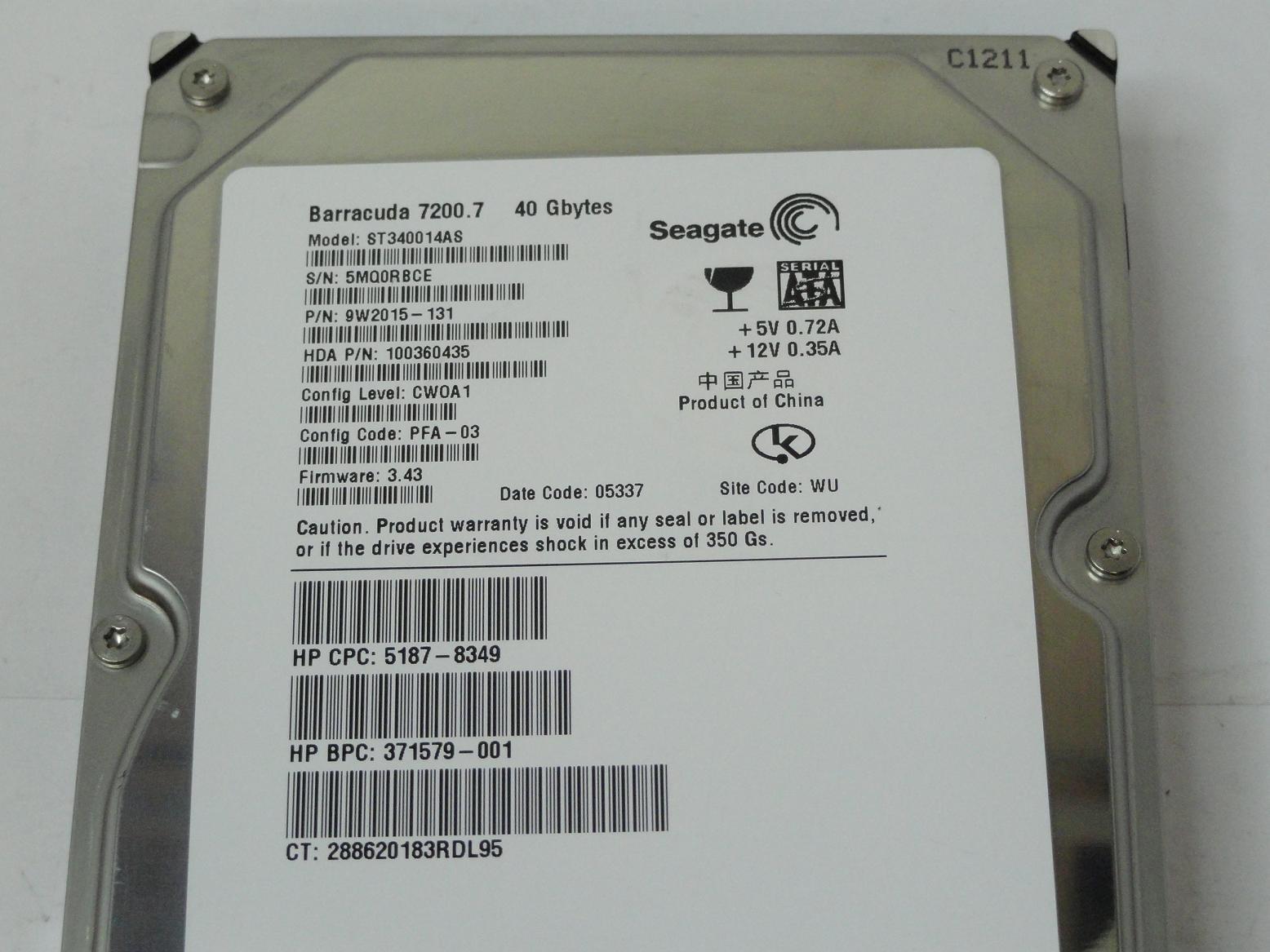 PR19820_9W2015-131_Seagate HP 40GB SAT 7200rpm 3.5in HDD - Image3