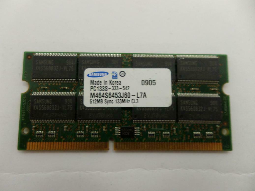Samsung 512MB PC133 133MHz 144-Pin SoDimm ( M464S6453J60-L7A ) USED