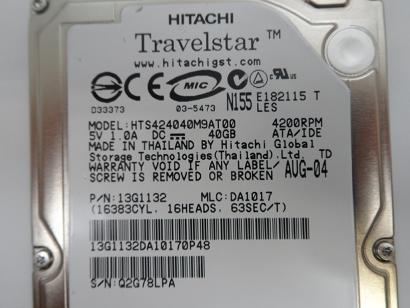 PR02162_13G1132_Hitachi 40GB IDE 4200rpm 2.5in HDD - Image3