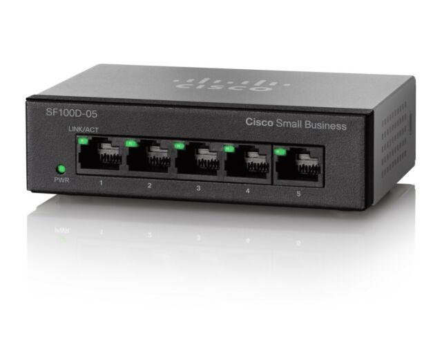 Cisco 5-Port Desktop 10 100 Switch (SF100D-05) With PSU