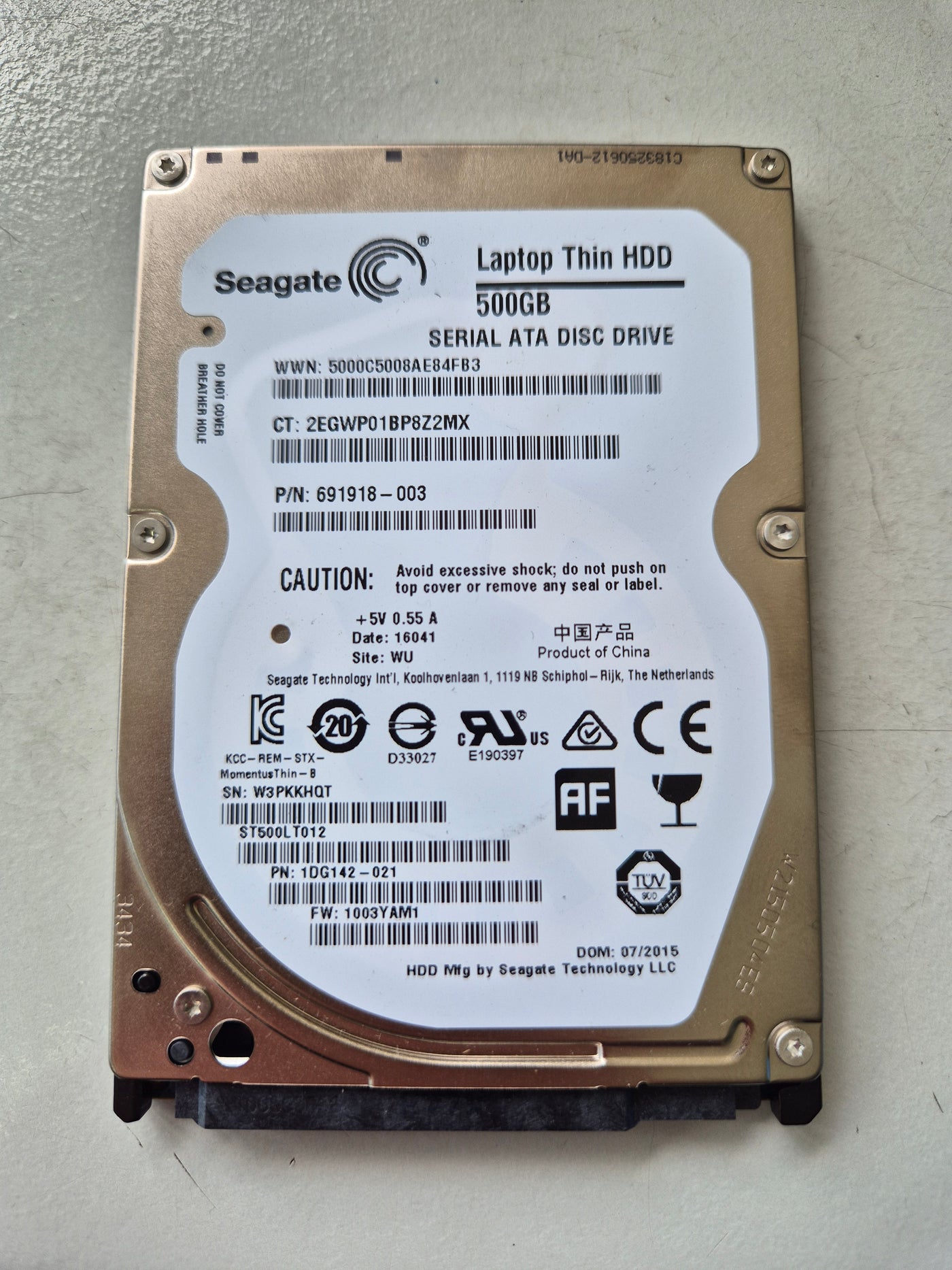 Seagate HP 500GB 5400RPM SATA 2.5in HDD ( ST500LT012 1DG142-021 691918-003 ) REF