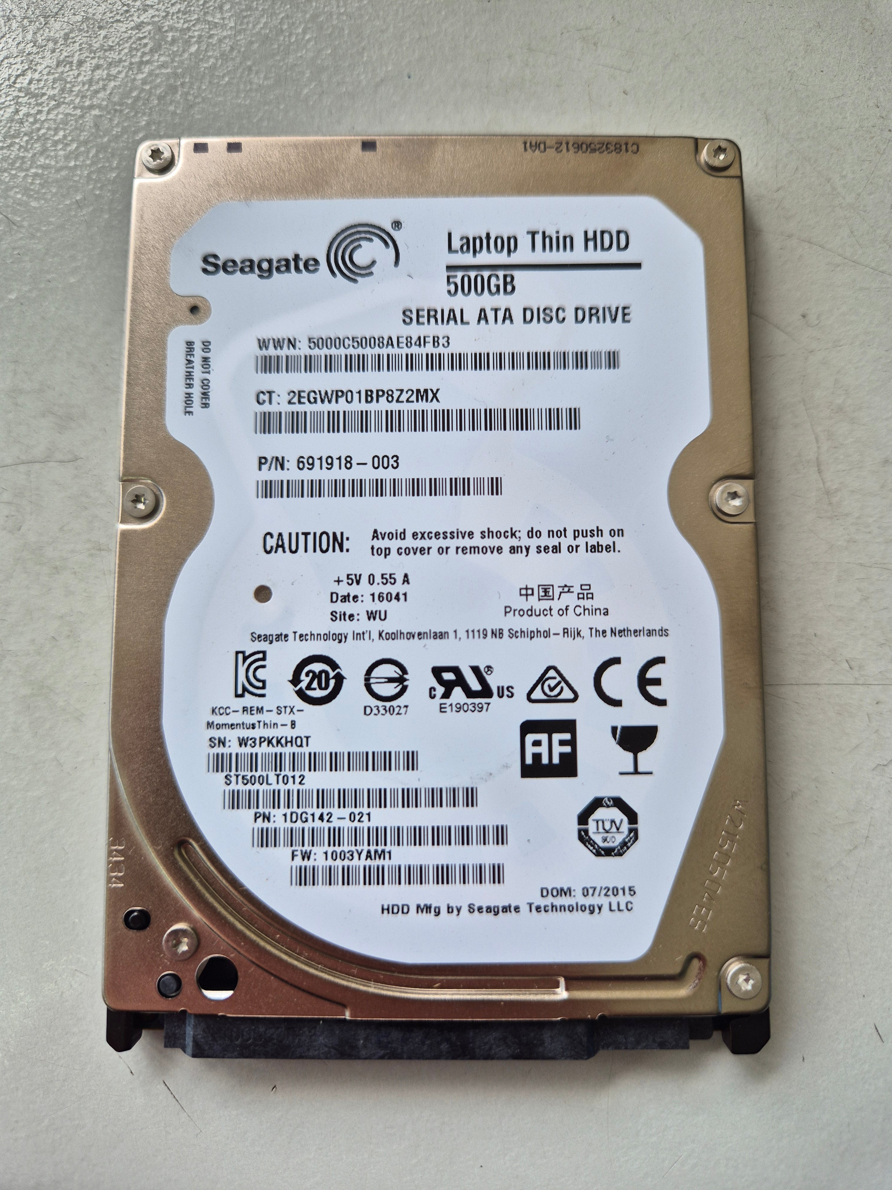 Seagate HP 500GB 5400RPM SATA 2.5in HDD ( ST500LT012 1DG142-021 691918-003 ) REF