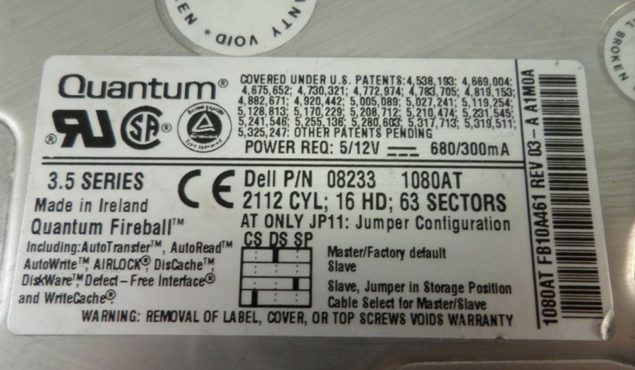 PR00584_TR85A461_Dell / Quantum 840MB IDE 5400rpm HDD - Image2