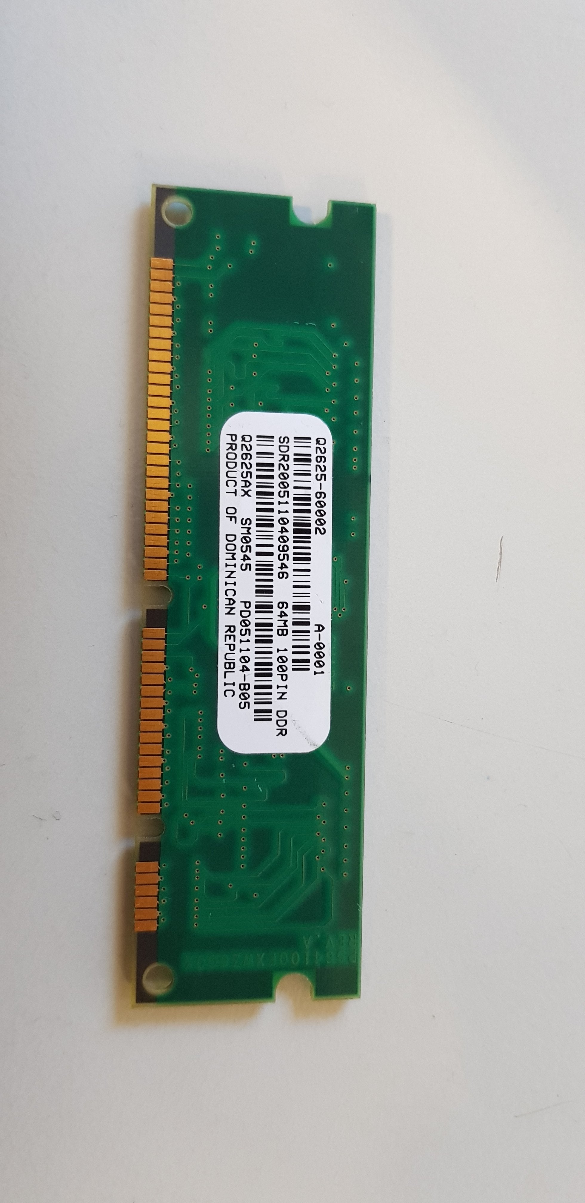 HP 64MB PC2100 DDR 266MHz non-ECC 100-Pin SDRAM DIMM Memory Module (Q2625-60002)