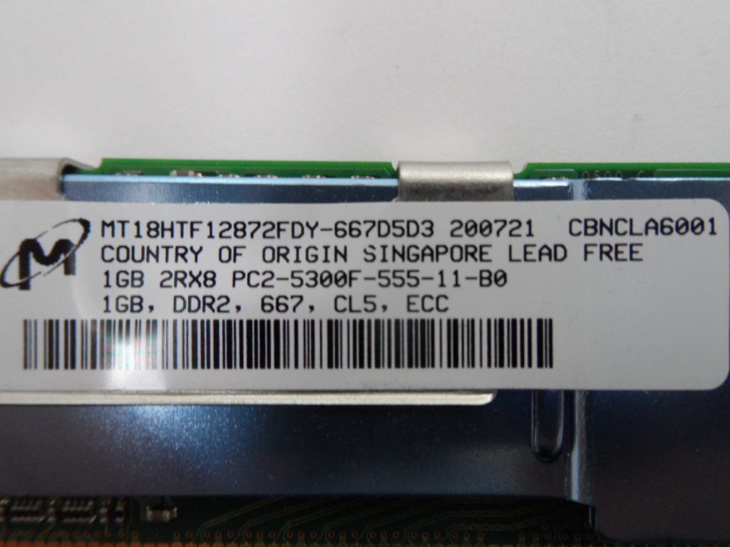 Micron Micron / Crucial 1GB PC2-5300 DDR2-667MHz Memory ( MT18HTF12872FDY-667D5D3 200721 CBNCLA6001 CT12872AF667.18FD5D3 BP112HW.X4 200721 MT 72163 Micron Crucial )
