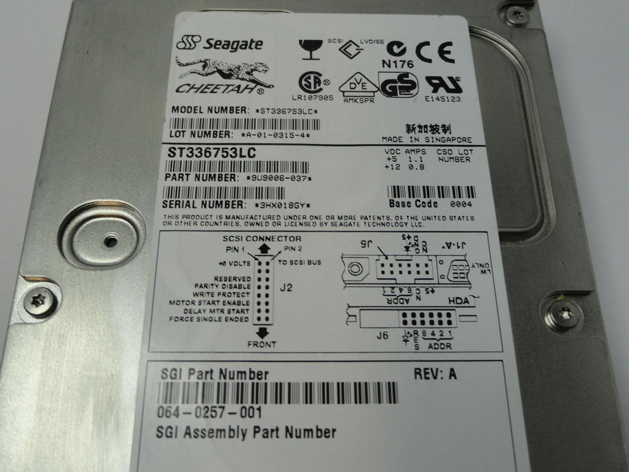 Seagate SGI 36GB SCSI 80 Pin 15Krpm 3.5in HDD ( ST336753LC 9U9006-037 064-0257-001 ) REF