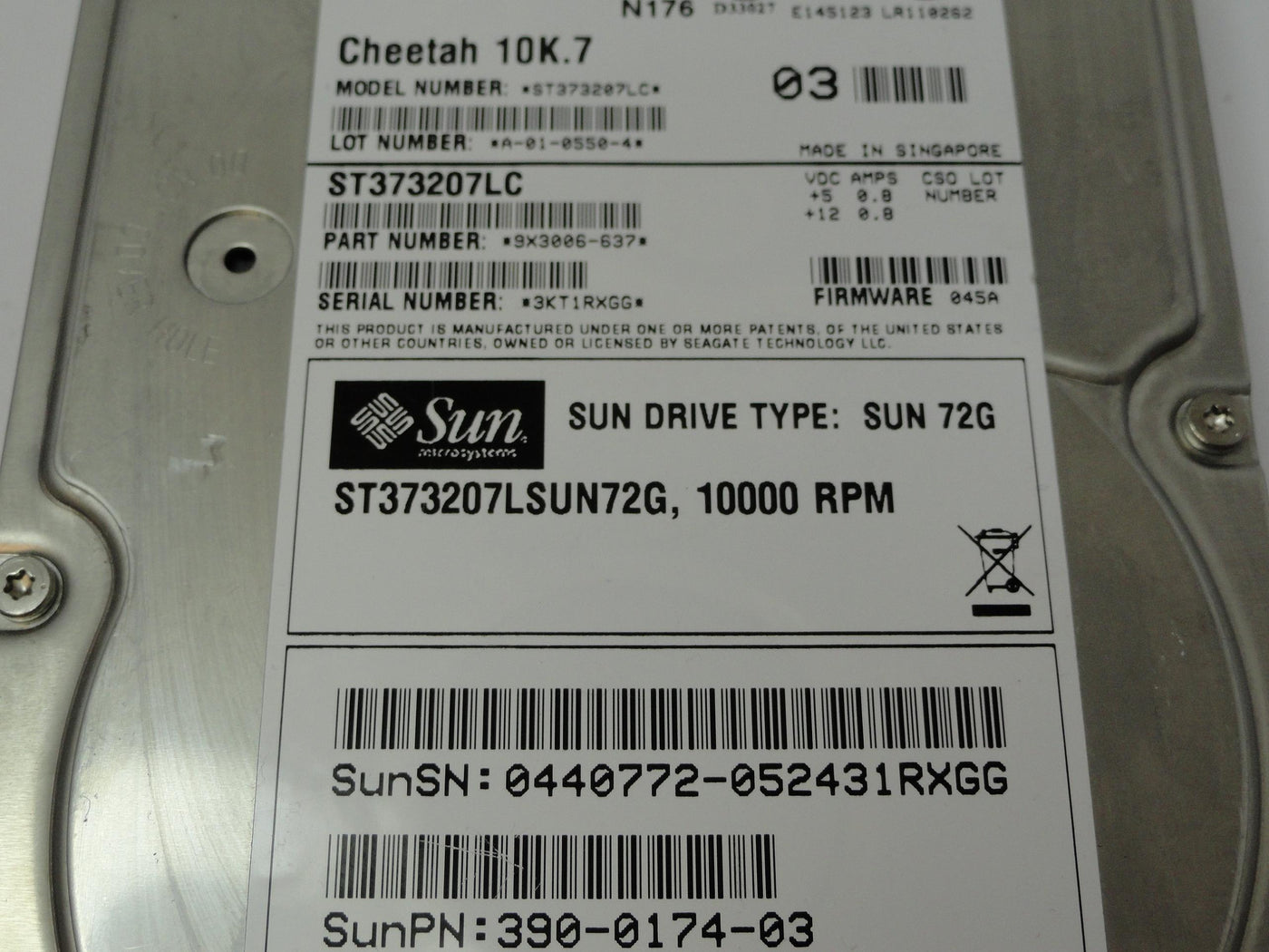 PR18793_9X3006-637_Seagate Sun 72GB SCSI 80 Pin 10Krpm 3.5in HDD - Image2