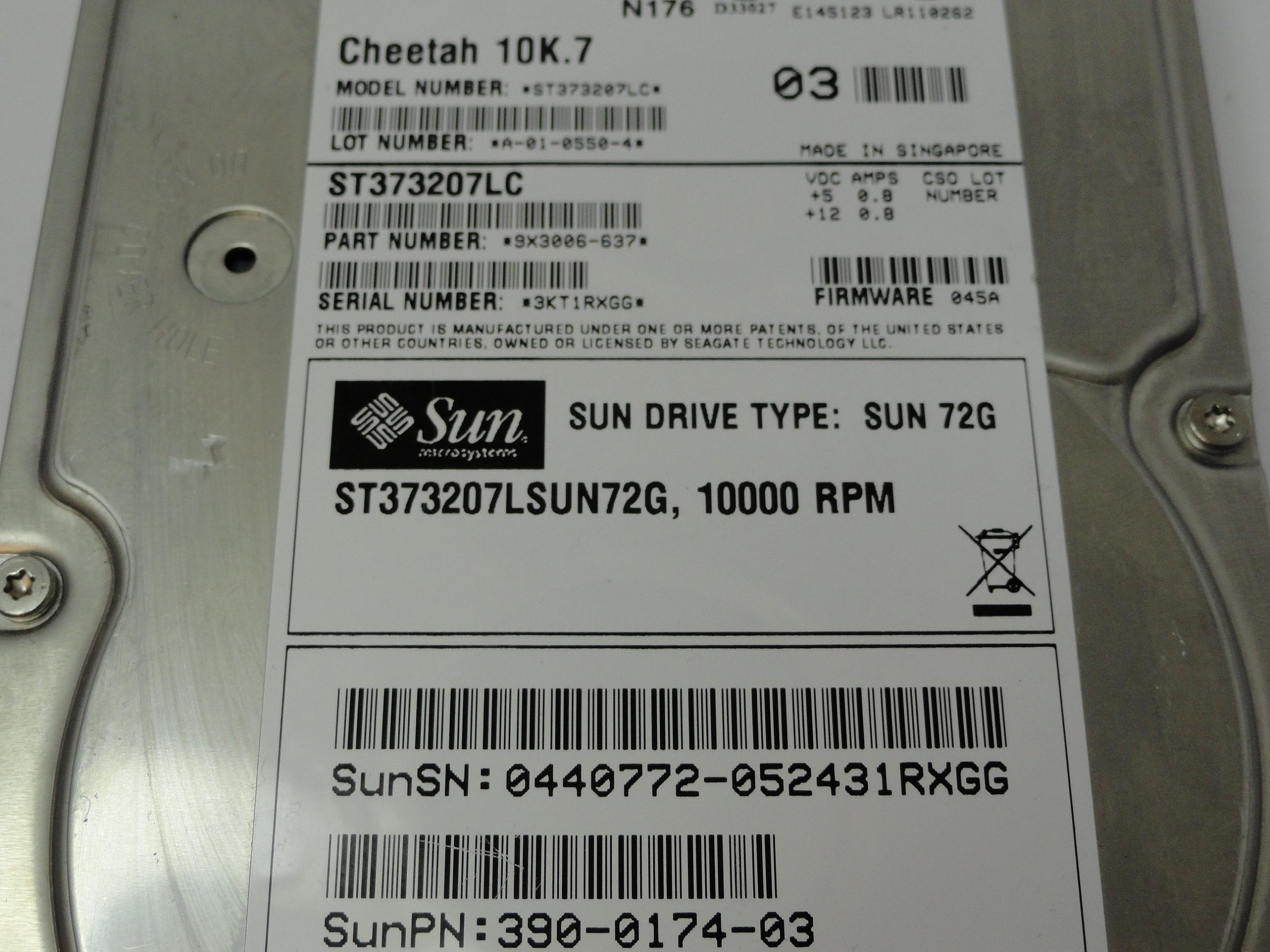 PR18793_9X3006-637_Seagate Sun 72GB SCSI 80 Pin 10Krpm 3.5in HDD - Image2