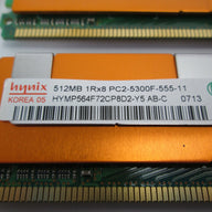 HYNIX 512M PC2-5300 MEMORY (HYMP564F72CP8D2-Y5 AB-C ) REF