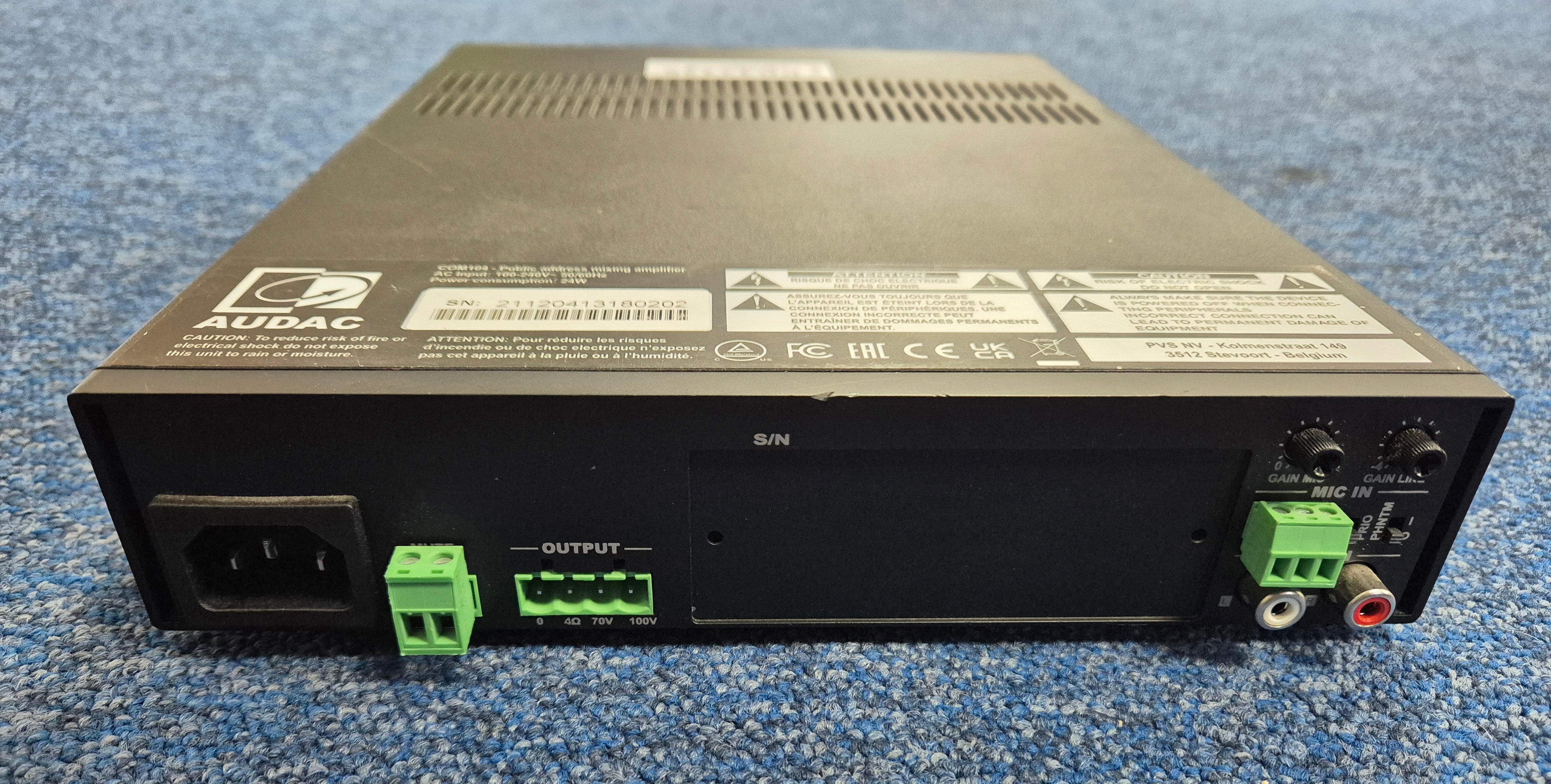 Audac Public Address Mixing Amplifier 70V/100V/4Ohm ( COM104 ) USED