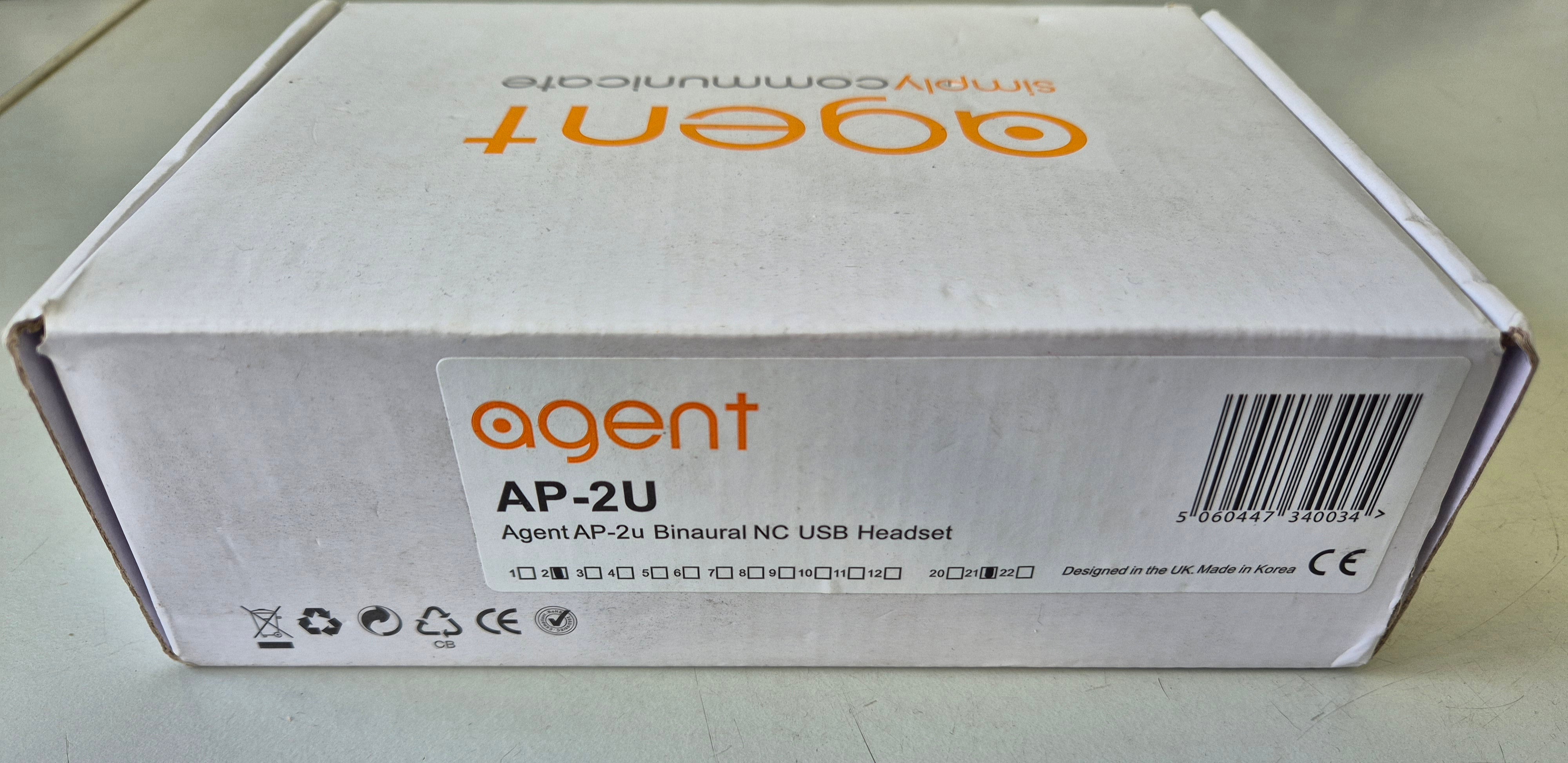Agent Binaural Noise Cancelling USB Headset - NO BAG/CLIP ( AP-2U ) NOB