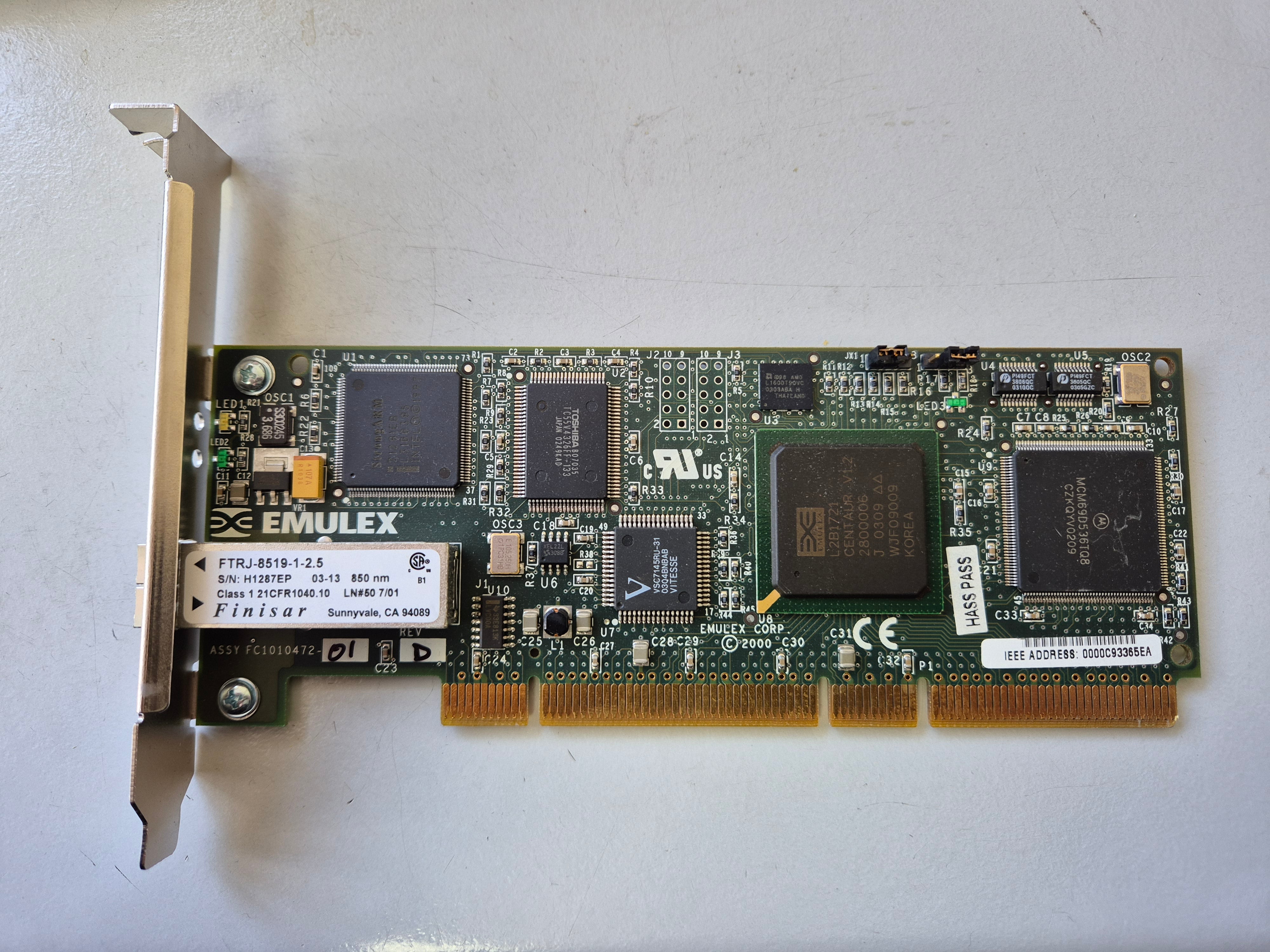 IBM Emulex 1-Port 2GB FC Adapter PCI Host Bus Adapter ( 00P4495 ) USED
