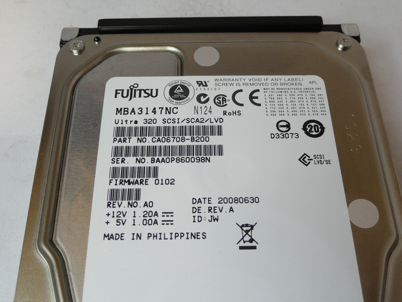PR23147_CA06708-B200_Fujitsu 146Gb SCSI 80 Pin 15Krpm 3.5in HDD - Image2