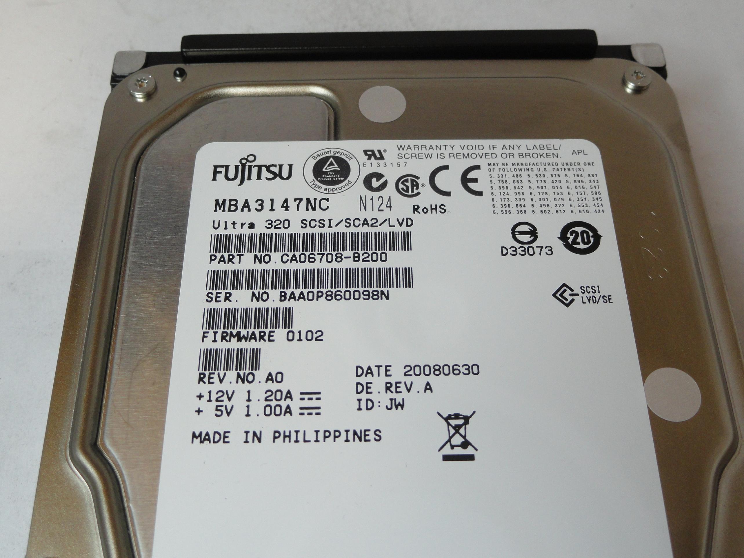 PR23147_CA06708-B200_Fujitsu 146Gb SCSI 80 Pin 15Krpm 3.5in HDD - Image2