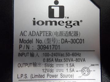 iomega AC Adapter DA-30C01 ( 30941701 DA-30C01    Iomega )