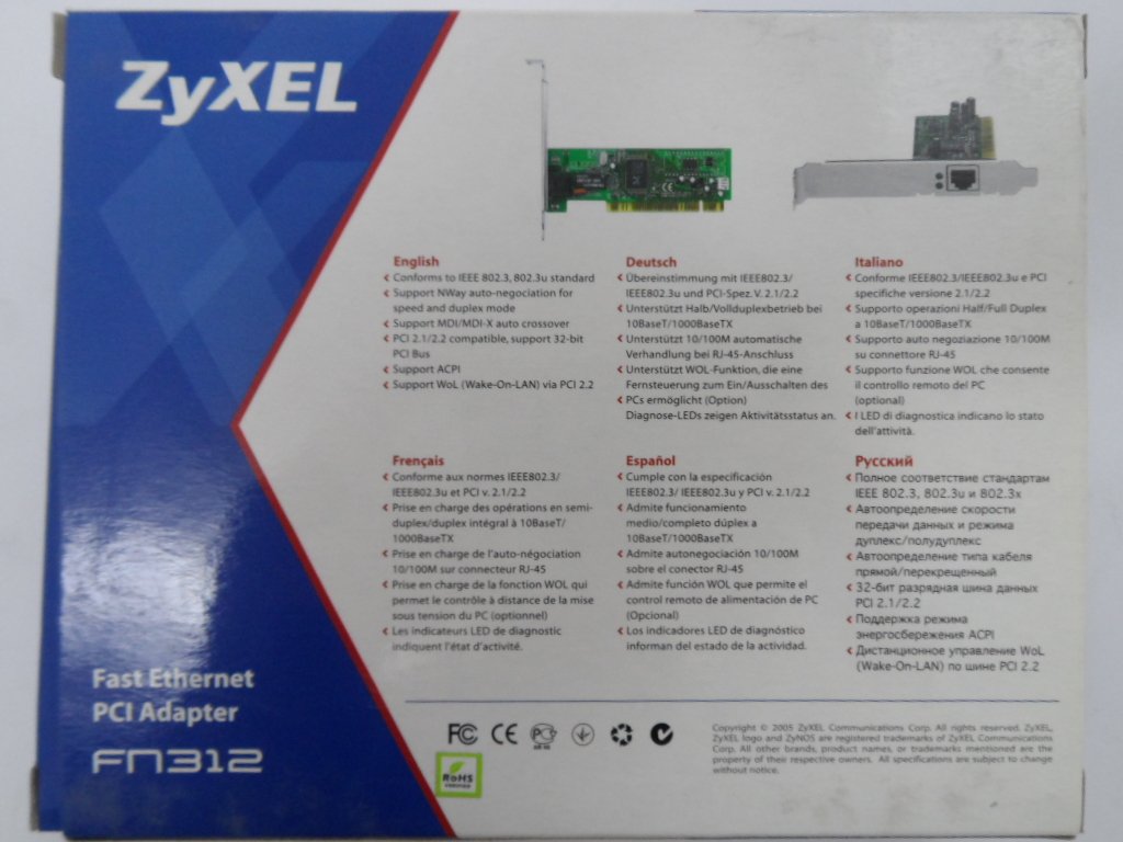 ZyXEL FN312 Fast Ethernet PCI Adapter ( FN312 ZYXFN312 91-010-089001B    Zyxel )