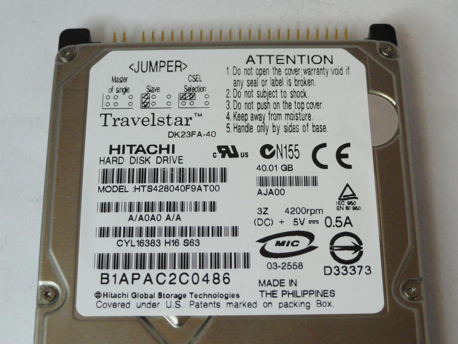 PR23123_DK23FA-40_Hitachi 40GB IDE 4200rpm 2.5in HDD - Image2