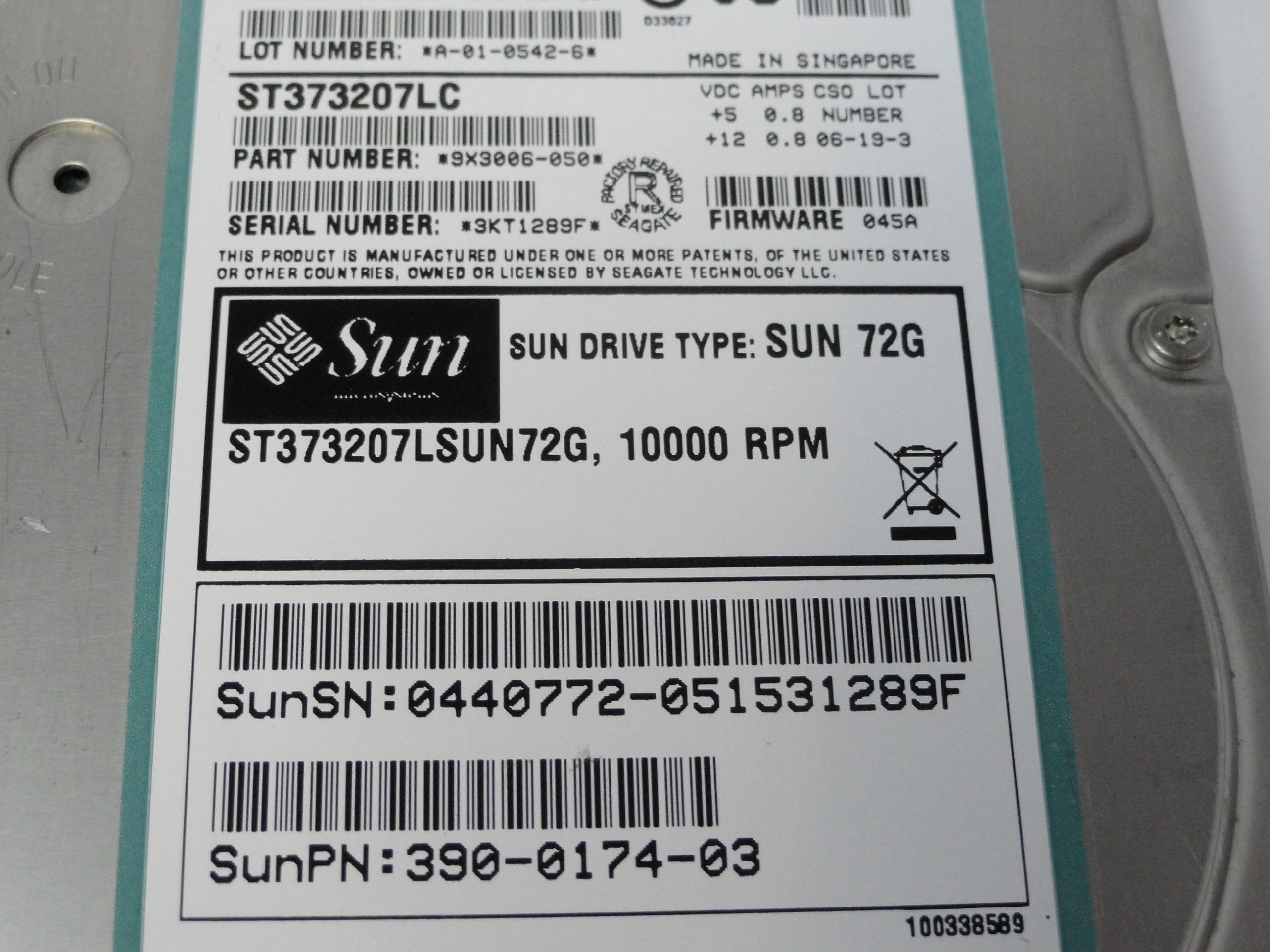 9X3006-050 - Seagate Sun 72GB SCSI 80 Pin 10Krpm Certified Repaired 3.5in Cheetah 10K.7 HDD - Refurbished
