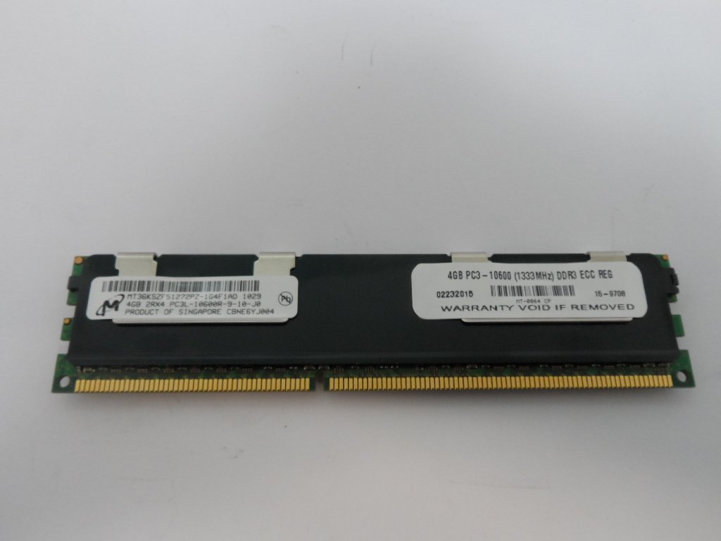 Micron 4GB DDR3-1333MHz PC3-10600 CL9 ECC Reg DIMM ( MT36KSZF51272PZ-1G4F1AD ) REF