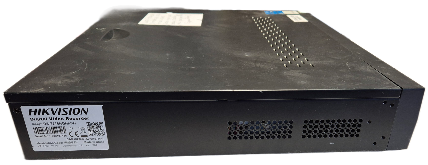 HIKVision 16 Channel Turbo HD DVR - 2x4TB HD - password reset - damaged connector - DVD requires new band ( DS-7316HQHI-SH ) USED