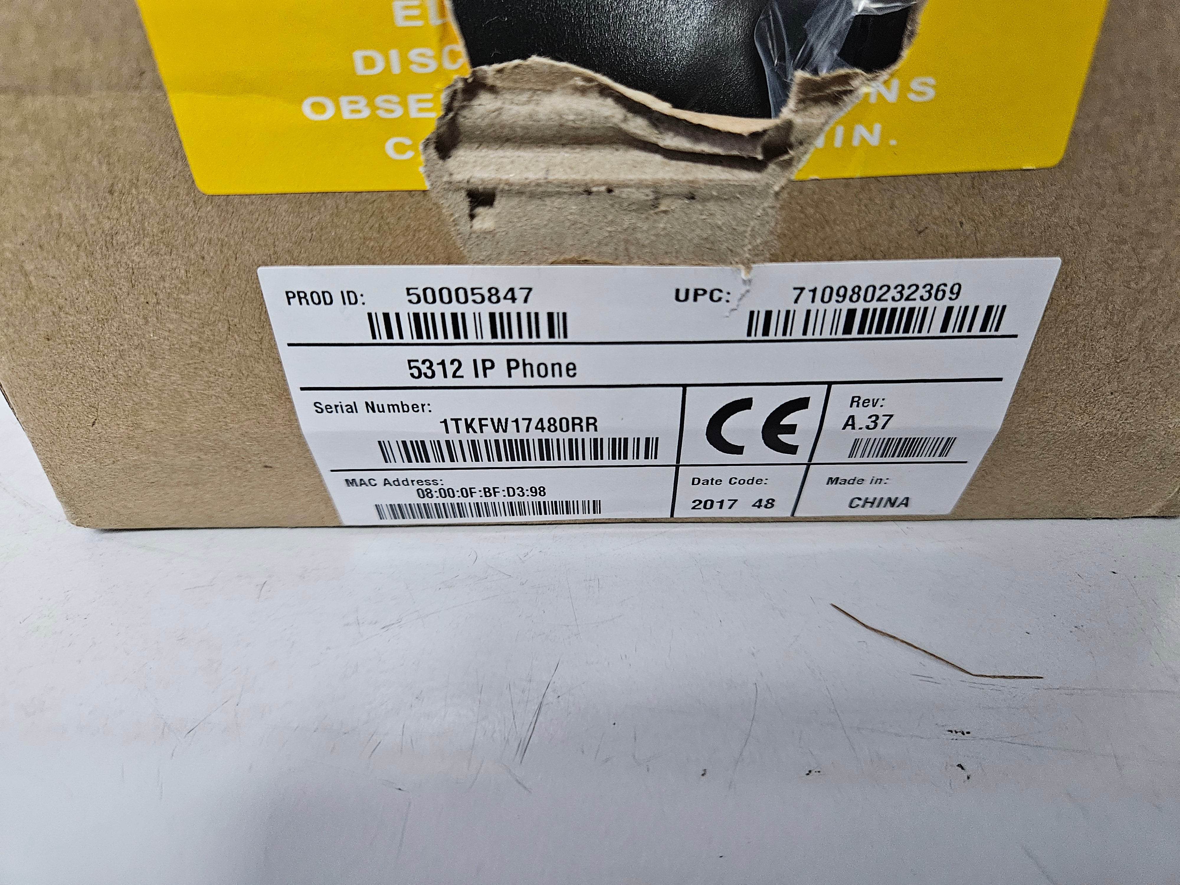 Mitel 5312 IP Phone ( 5312 5005847 ) NOB