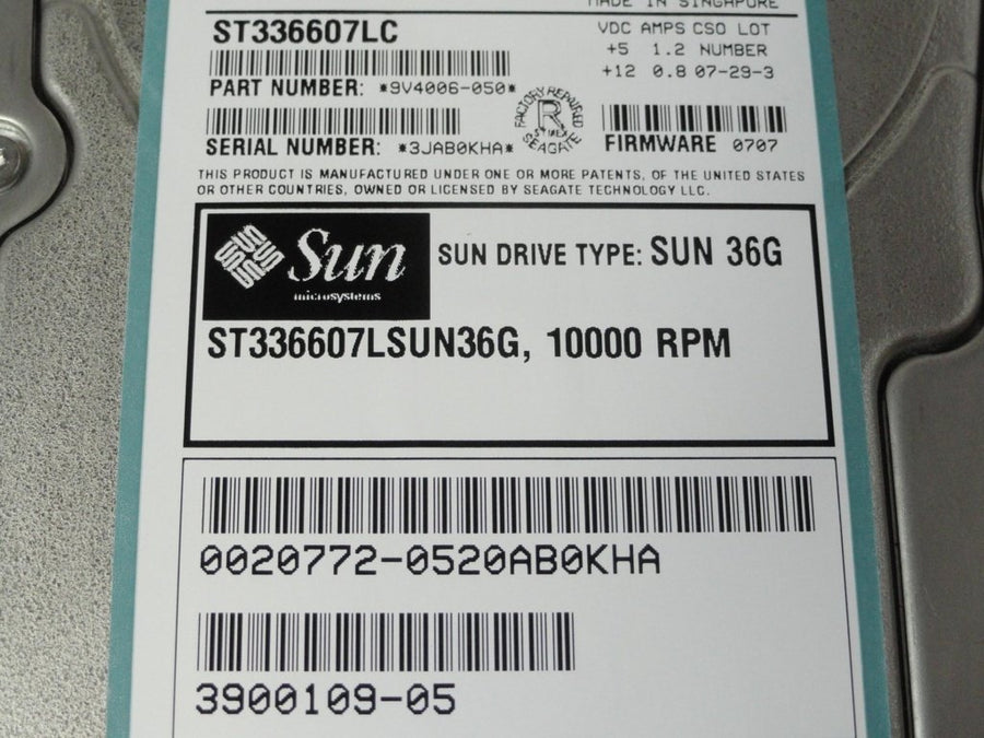 9V4006-050 - Seagate SUN 36Gb SCSI 80 Pin 10Krpm 3.5in Recertified HDD - Refurbished