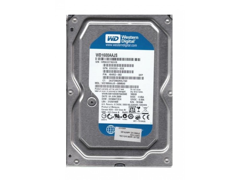 Western Digital HP 160GB SATA 7200rpm 3.5in HDD ( WD1600AAJS-60M0A0 504336-001 484052-002 ) REF
