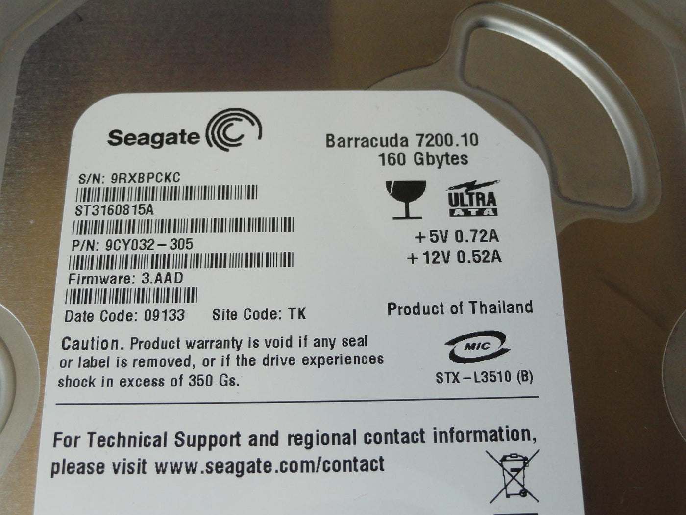 PR23392_9CY032-305_Seagate 160GB IDE 7200rpm 3.5in HDD - Image2